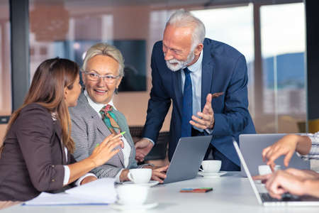 Business team having meeting in office. Diversity.の写真素材