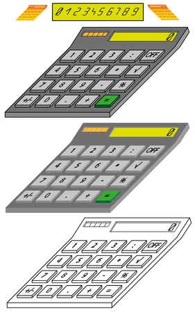 Digital Calculator Model in Isometric Viewのイラスト素材
