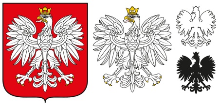 Poland Emblem - White Eagle,Shield And Silhouetteのイラスト素材