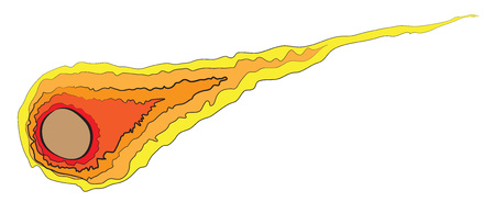 Burning comet flying frew the space.のイラスト素材