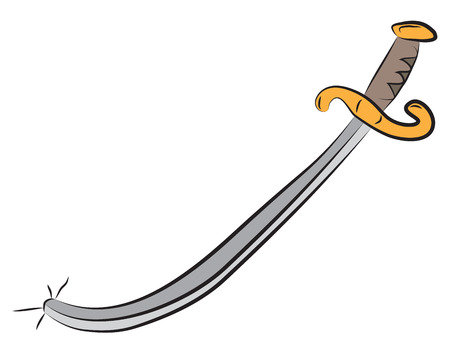 Scimitar white weapon with golden handle.のイラスト素材