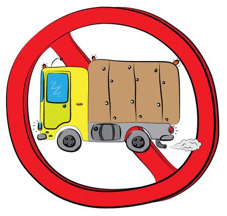 Truck vehicle not allowed sign.のイラスト素材