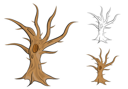 Old, single and leafless tree vector illustrationのイラスト素材