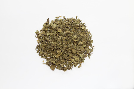 Thyme, chopped and dried  on white  Studio shot の写真素材