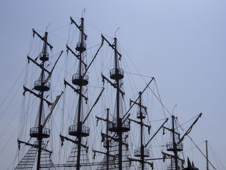 The ancient ship in  Alanya pier Turkey