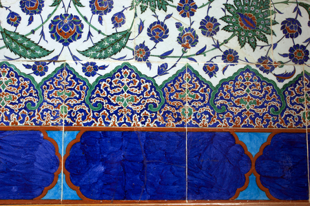 Ancient tile pattern on ceramic wall in ?stanbul Archeology Museumのeditorial素材