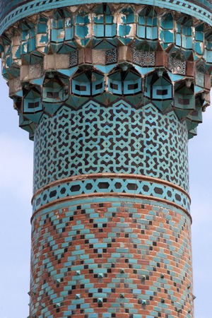 Tiled minaret of GreenYesil Mosque in NiceaIznik-Turkeyの写真素材