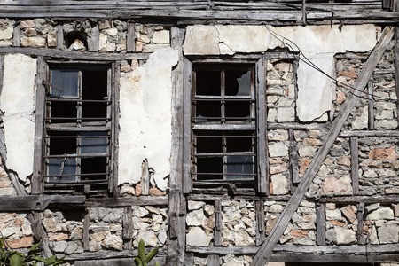 The wall of an old house demolishedの写真素材