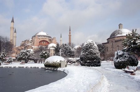 Hagia Sophia in Istanbul, Turkey. Mosque winter sceneのeditorial素材