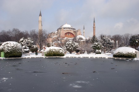Hagia Sophia Museum at Snowy Winterの写真素材