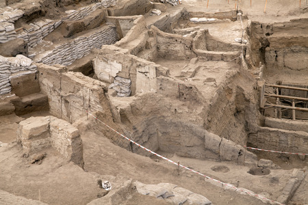 Catalhoyuk ,Konya - March 23,2014 : Oldest town in the world  in Turkey. It is the largest and best-preserved Neolithic site found to date, it existed about 7500 BC.のeditorial素材