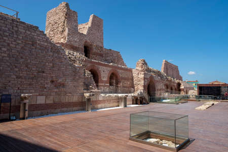 ISTANBUL, TURKEY, AUGUST 6, 2019: Tekfur Sarayi Museum or the Palace of the Porphyrogenitus, a 13th century Byzantine palace. The thick-walled palace, built adjacent to the land walls.のeditorial素材