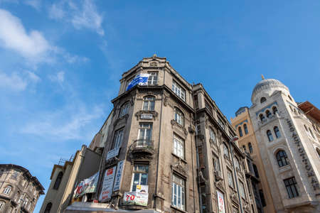 Sirkeci, Istanbul / Turkey - February 15 2018: Art Deco architecture in the city of Istanbul (Sirkeci, Eminonu). Beautiful designed facade view of buildings. Architectural various details of building decoration ..のeditorial素材