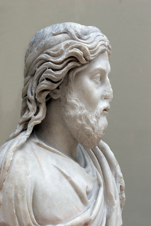 TURKEY, ISTANBUL-May, 04 2007; Bust portrait of probably a philosopher or priest in Istanbul Archeology Museum, Turkey,のeditorial素材