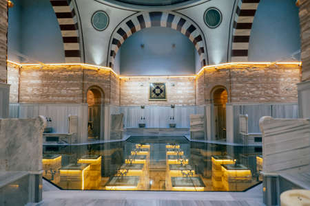 TURKEY, ISTANBUL - June 4, 2021: Selimiye Hammam .Traditional Historical Ottoman Bath in Uskudar, Istanbul. It was commissioned by Ottoman Sultan Selim III in 1802 . It is used as Nevmekan Libraries and cafe after restoration.のeditorial素材