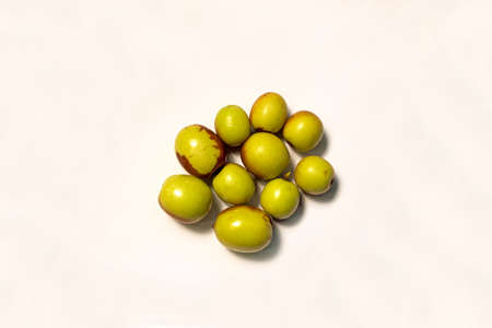 Jujube (Ziziphus) fruits on white background.の写真素材