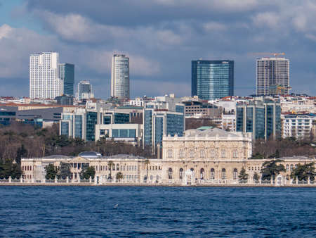 TURKEY, Istanbul - February 23 , 2020 ;Dolmabahce Palace in Istanbul. The historic Dolmabahce Palace located near the Bosporus among the new and modern buildings,Kabatas,Istanbul.のeditorial素材
