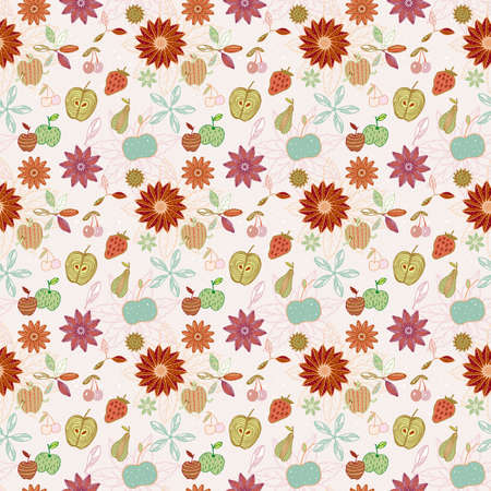 Seamless ornament. The author's drawing. Easy, naive.のイラスト素材