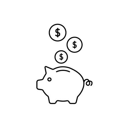 Piggy Bank line icon. Isolated vector illustration.のイラスト素材