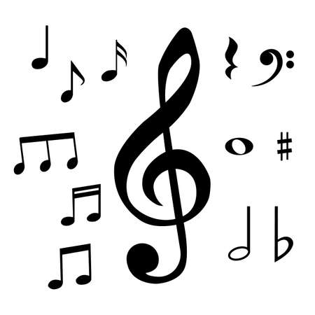 Set of musical notes and symbols. Isolated vector illustration.のイラスト素材