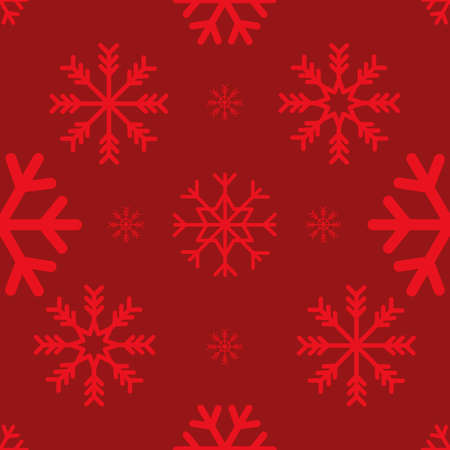 Snowflakes seamless pattern and red background. Vector illustration.のイラスト素材