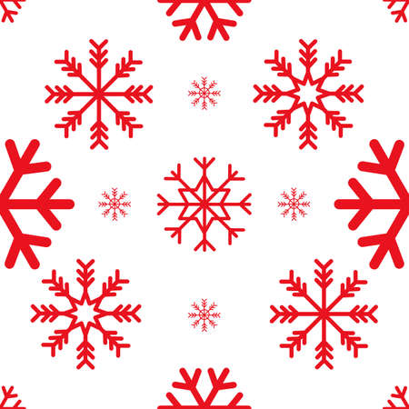 Red color Snowflakes seamless pattern. Vector illustration.のイラスト素材