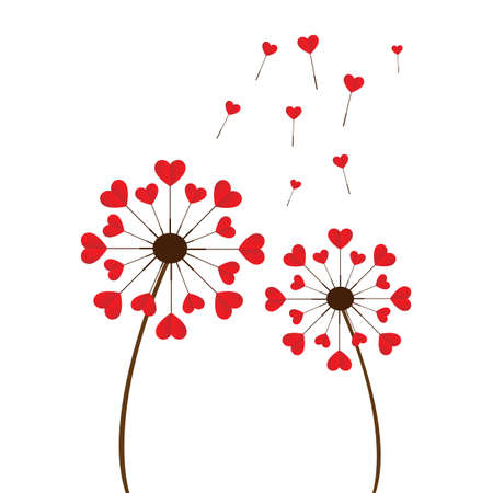 Dandelion romantic heart shape illustration. Valentine's day design element. Isolated vector illustration.のイラスト素材