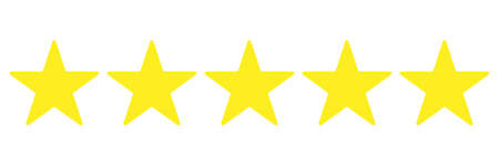 Yellow color five stars. Quality sign. Isolated Vector illustration