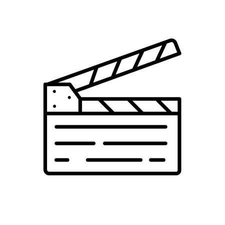Clapperboard line symbol icons. Isolated Vector Illustration.のイラスト素材