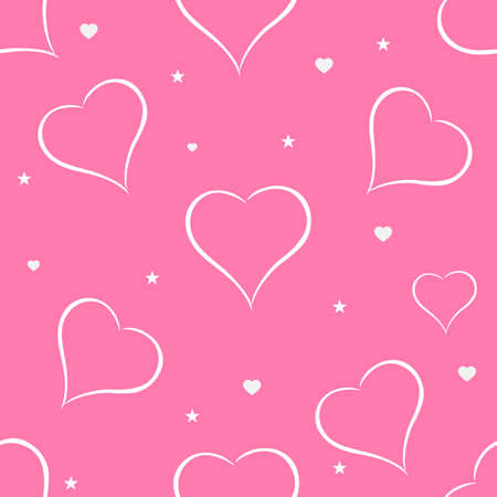 Hearts seamless pattern on pink background. Vector illustration.のイラスト素材