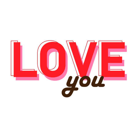 Love you lettering design. Isolated vector illustration.のイラスト素材