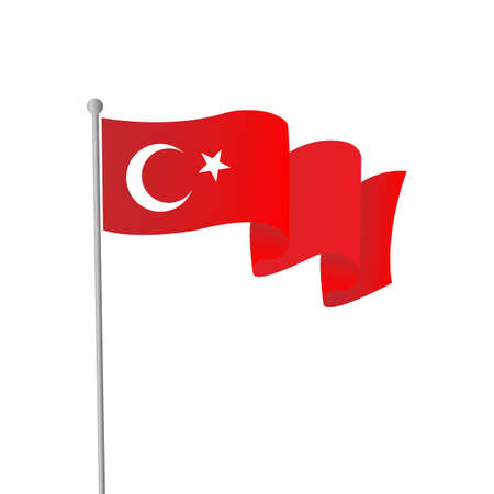 Waving Turkish flag. Isolated Vector illustration.のイラスト素材