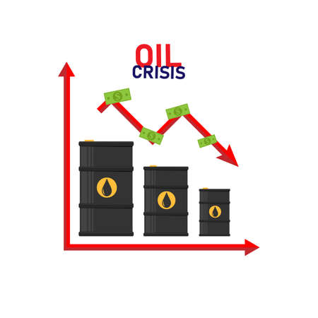 Oil crisis. Oil prices fall. Isolated vector illustration.のイラスト素材