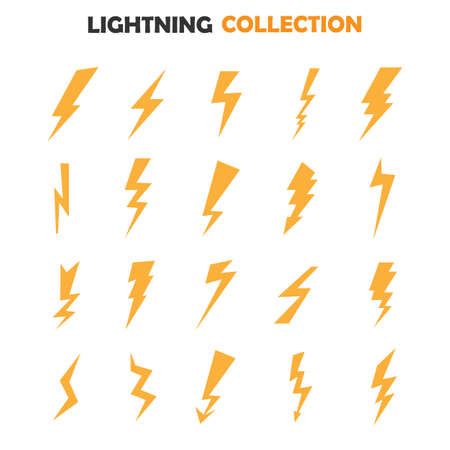 Lightning Bolt symbols, icons set. Isolated vector illustration.のイラスト素材