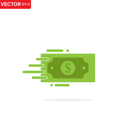Quick money transfer. Dollar symbol. Vector isolatedのイラスト素材