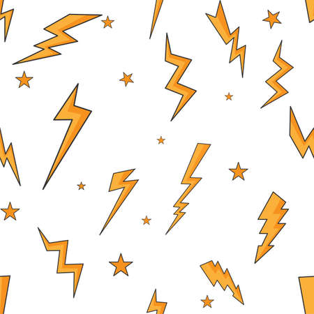 Lightning Bolts Signs Seamless Pattern. Vector drawing.のイラスト素材