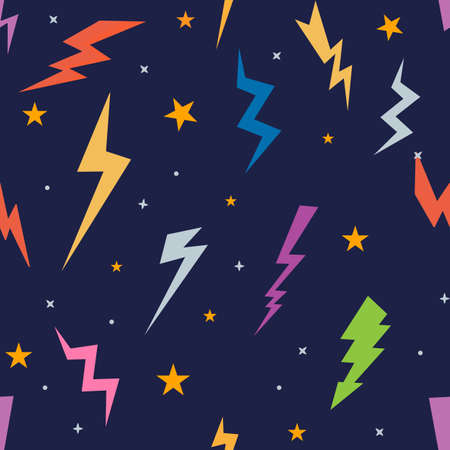 Lightning Bolts Signs Seamless Pattern. Vector drawing.のイラスト素材