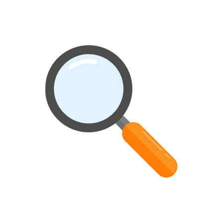 Cartoon style magnifying glass symbol. Isolated vector illustrationのイラスト素材