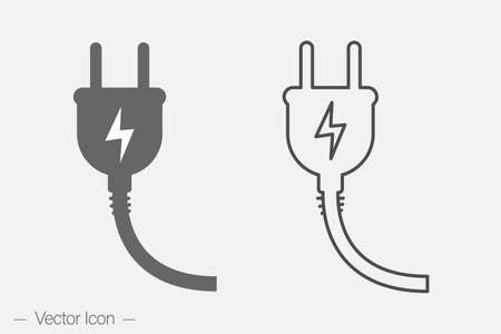 Electric plug flat and line icon. Isolated Vector illustration.のイラスト素材