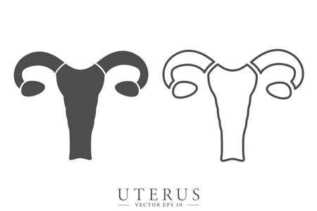 Uterus Icon. Female reproductive system. Vector illustration isolated on white background.のイラスト素材
