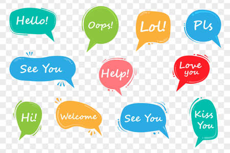 Colorful speech bubbles. Vector illustration isolated on transparent background.のイラスト素材