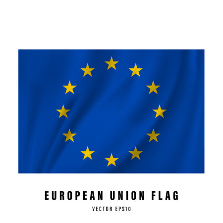 The European Union flag is waving. Realistic national flag vector design. Isolated.のイラスト素材