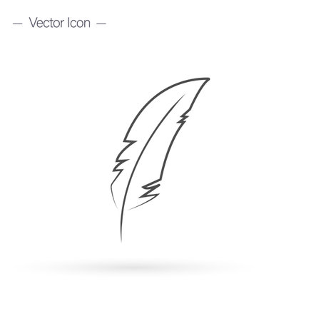 Quill Feather line icon. Simple logo vector illustration for graphic and web design. Isolated vector illustration.のイラスト素材