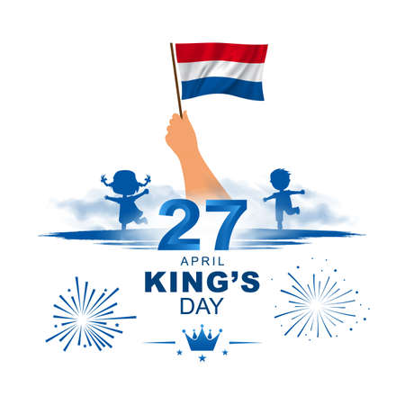April 27 King's Day. King's Birthday in the Netherlands. Card, banner, poster, background design. Vector illustration.のイラスト素材