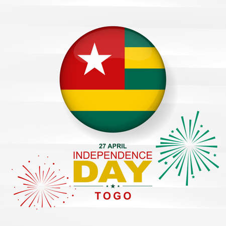April 27th. Togo independence day. Togo flag. Card, banner, poster, background design. Vector illustration.のイラスト素材