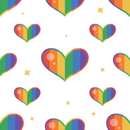 Hearts seamless pattern with rainbow. Gay parade, pattern for LGBT rights. Vector backgroundのイラスト素材