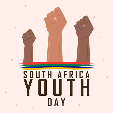 June 16, South African Youth Day. Card, banner, poster, background design. Vector illustration.のイラスト素材
