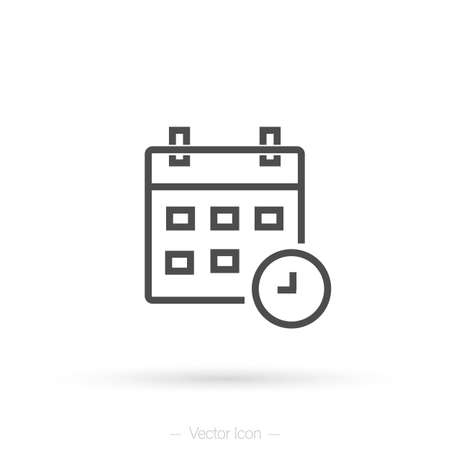 Calendar and clock. Time concept. Isolated vector line icon.のイラスト素材