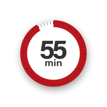55 minutes timer. Stopwatch symbol in flat style. Editable isolated vector illustration.のイラスト素材