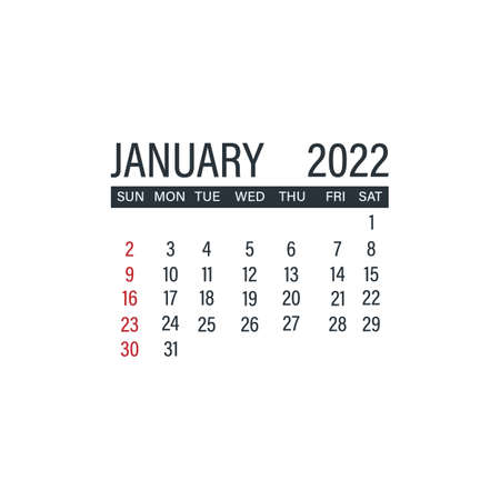January 2022, calendar icon. Day month Year. Flat vector illustrationのイラスト素材